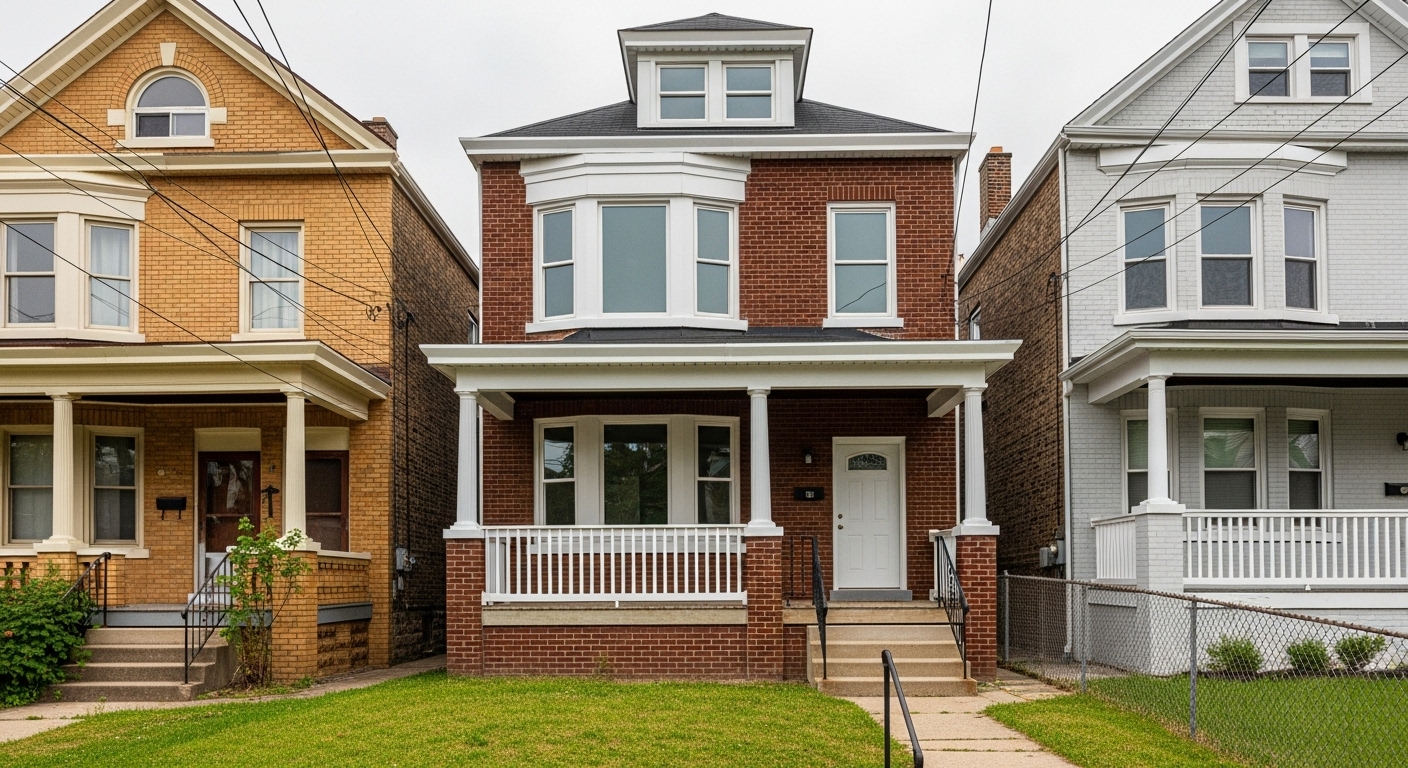 A dilapidated house in Baltimore before Vacant No More renovation.